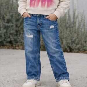 NEXT Kids Distressed Denim Jeans Size 7 Blue Straight Leg Boys Girls